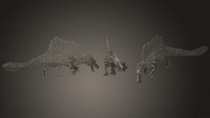 Animal figurines (DINOSAUR WIREFRAME, STKJ_0882) 3D models for cnc